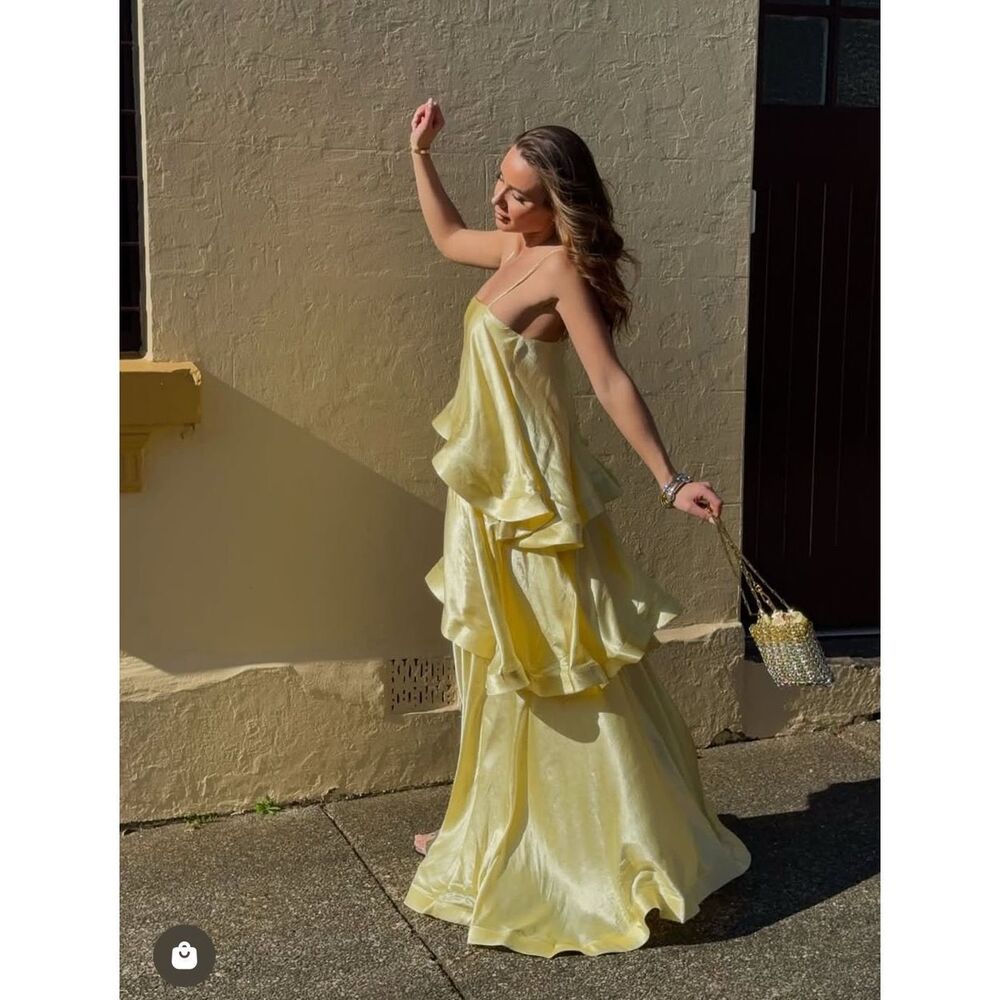 Elliatt Pale Yellow Layered Satin Wedding Dress